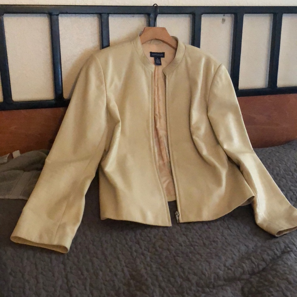 Tan Leather Motorcycle-Style Jacket